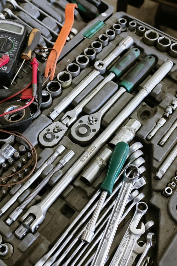 Socket wrench set used for generator repair