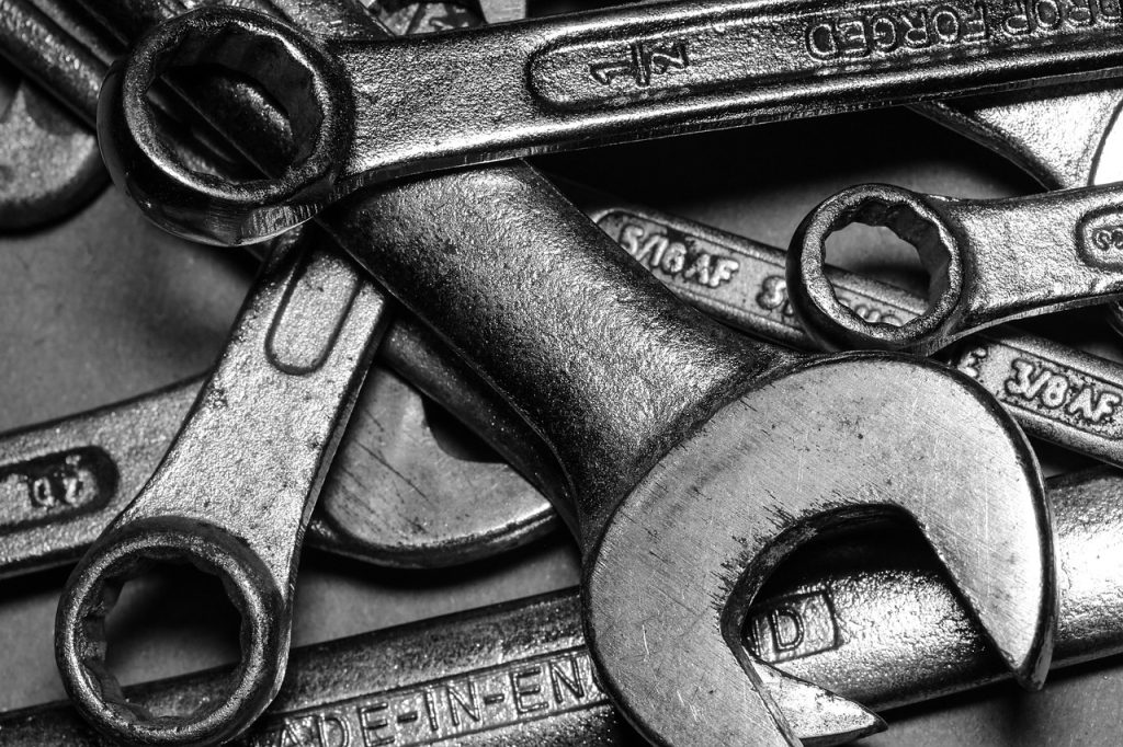 Spanners used for diesel generator repair